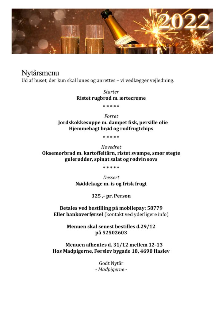 Madpigerne nytårsmenu
