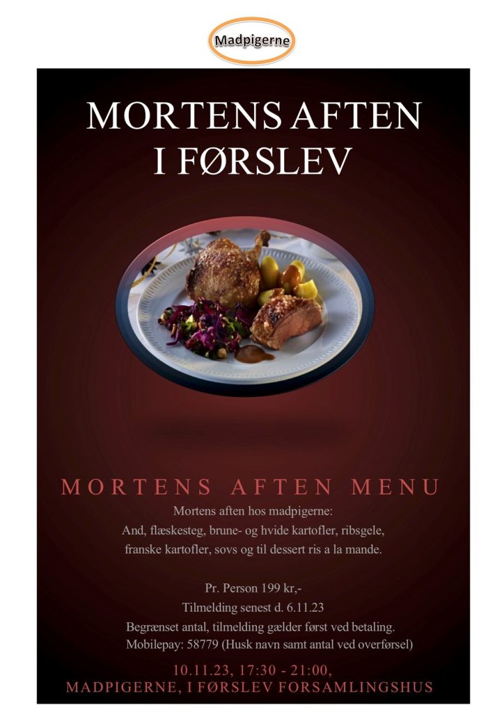 Menu Mortens Aften 2023 Madpigerne